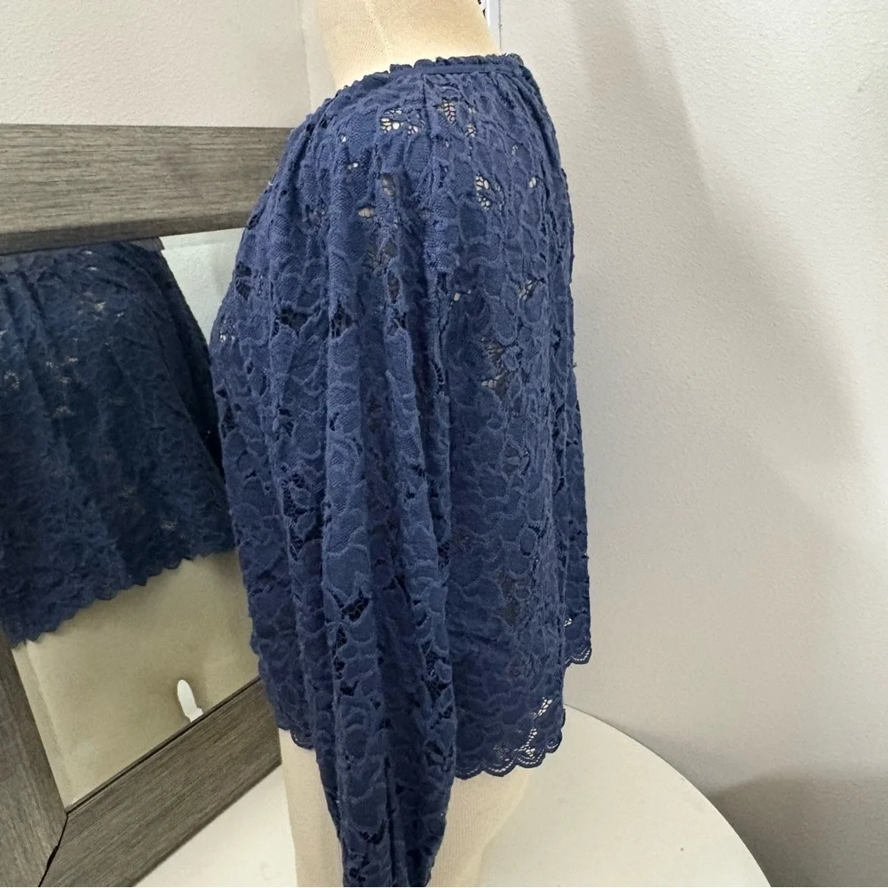 Free People Blue Ruffled Olivia lace Blouse
